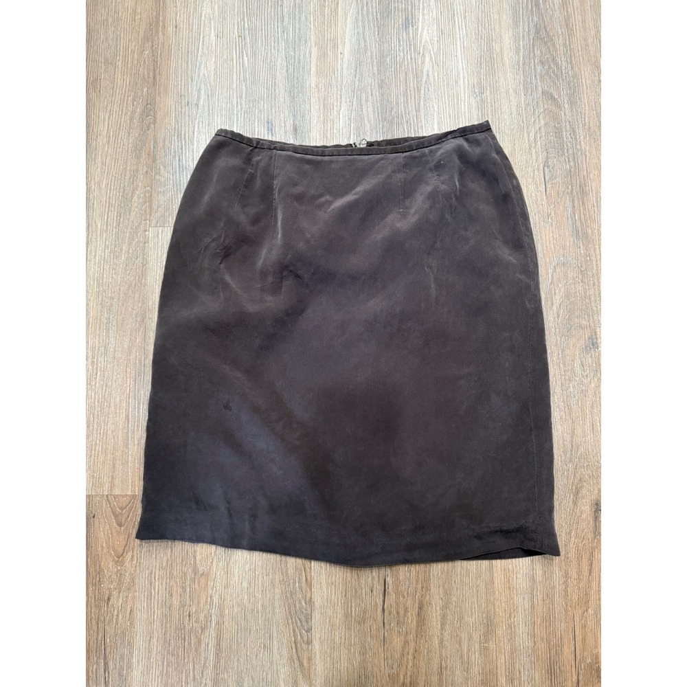 Norton McNaughton Silk Pencil Skirt Women's Size 12‎ Brown Lined Career